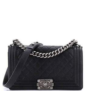 Chanel Boy Flap Bag Quilted Caviar Old #241423C49B